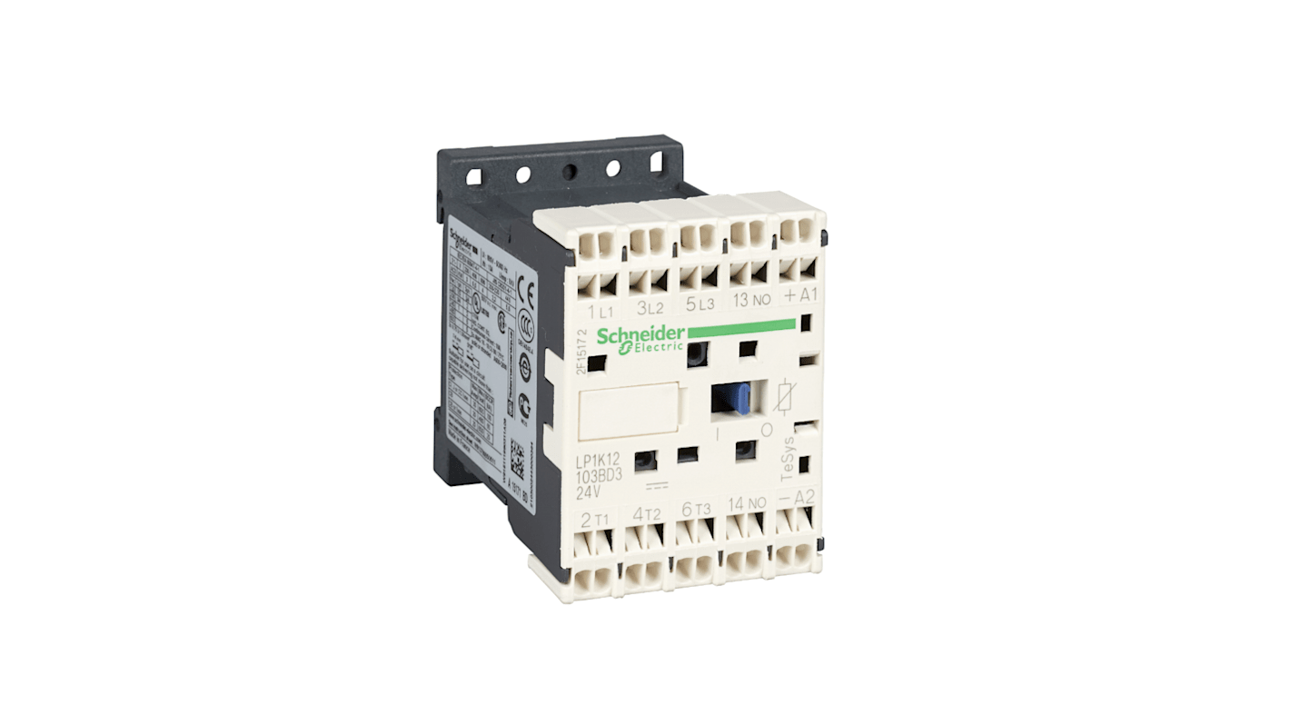 Schneider Electric TeSys K LP1K Contactor, 24 V dc Coil, 3-Pole, 6 A, 3 kW, 3NO, 690 V ac
