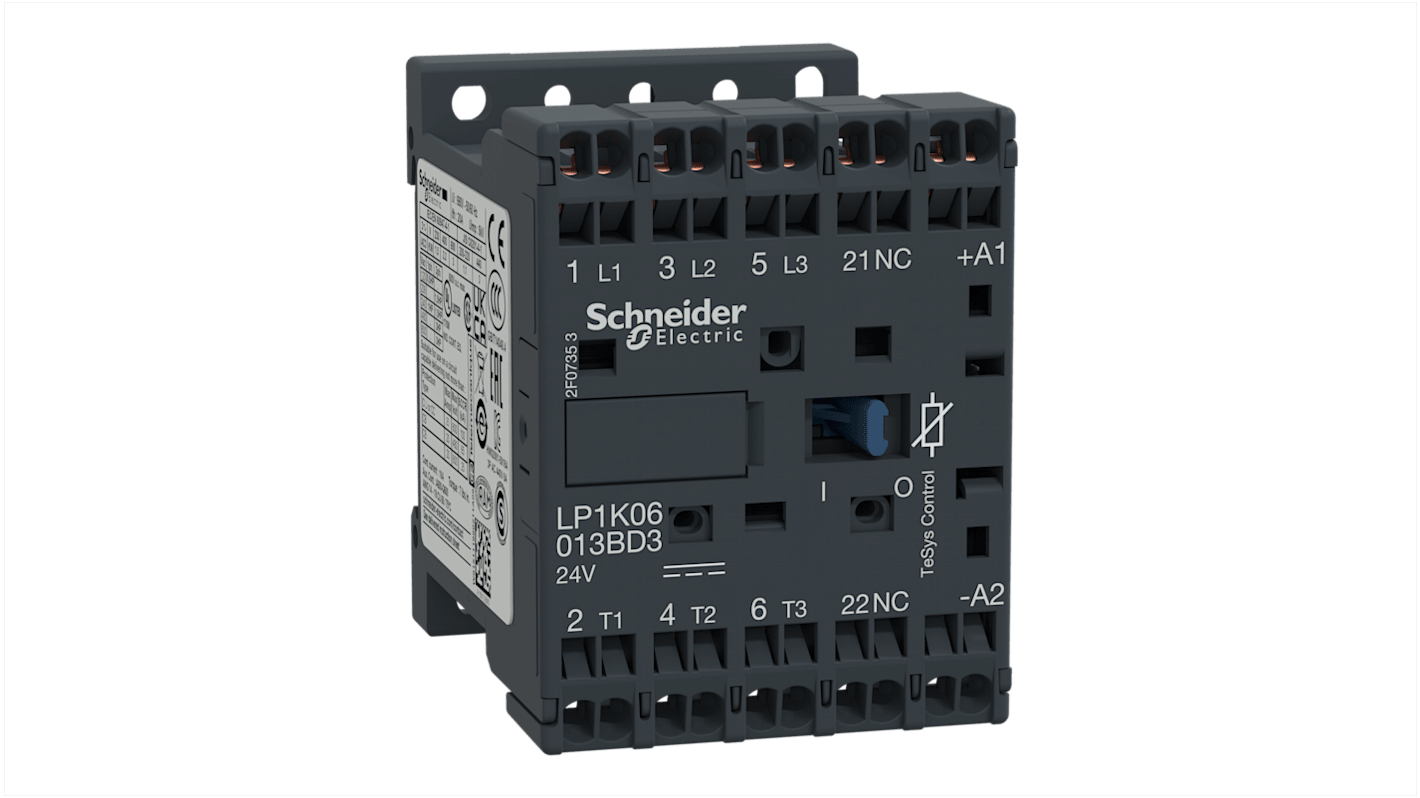 Schneider Electric TeSys K LP1K Contactor, 230 V dc Coil, 3-Pole, 6 A, 3 kW, 3NO, 690 V ac
