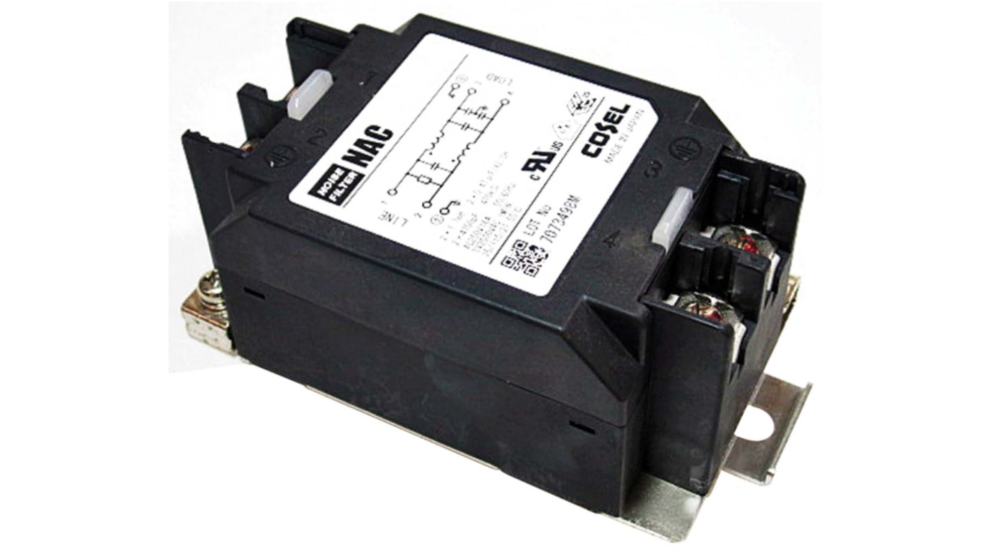 コーセル RFIフィルタ, 10A, 250 V ac/dc, 単相 DINレール