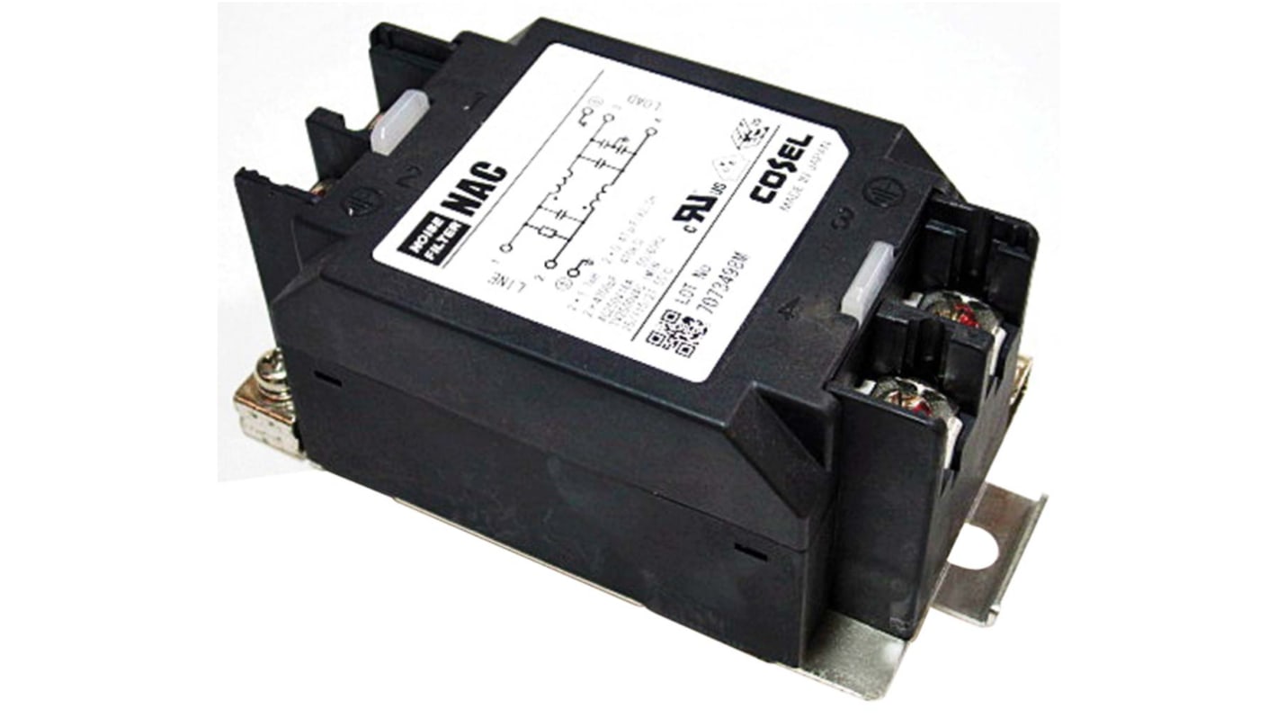 Cosel NAC Entstörfilter, 250 V ac/dc, 10A, DIN-Schiene, Schraub, 1-phasig 0,5 mA / 150 kHz → 1MHz Single Stage