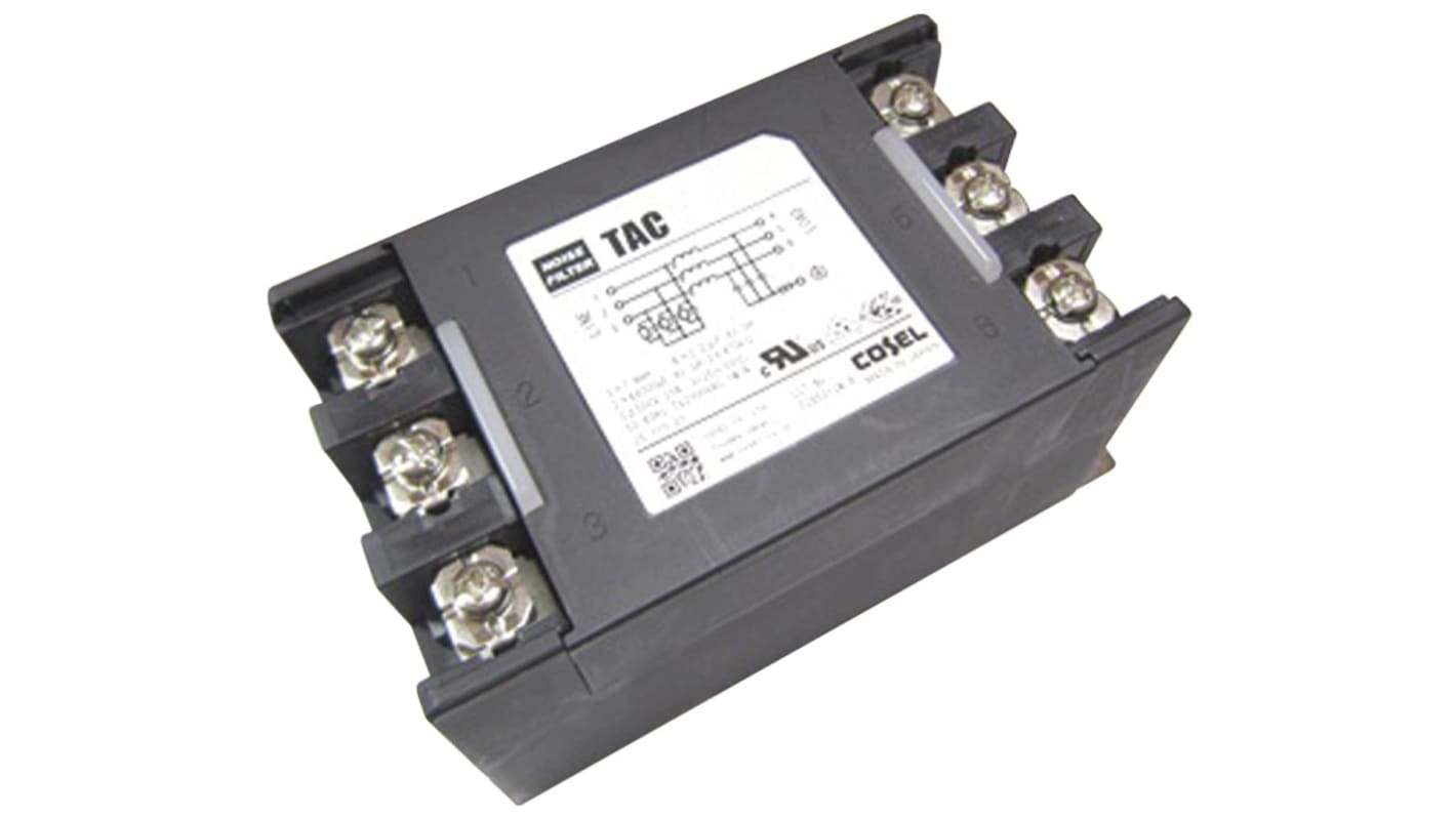 Cosel 三相RFI滤波器, 30A, 500 V 交流, 150 kHz → 1MHz, DIN导轨安装, 螺钉接端, 一阶, TAC系列