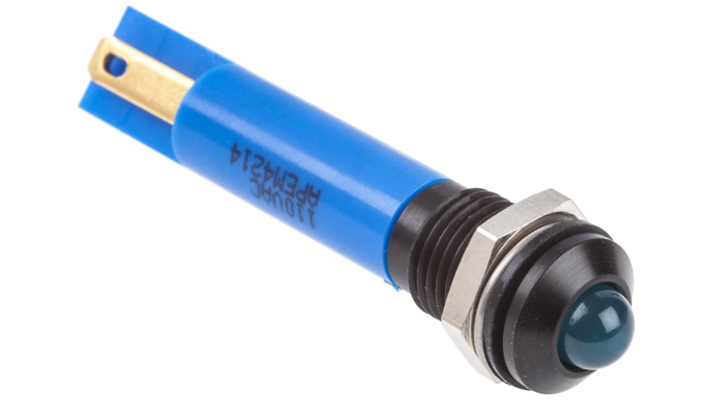 Indicatore da pannello RS PRO Blu  a LED, 110V ca, IP67, Sporgente, foro da 8mm