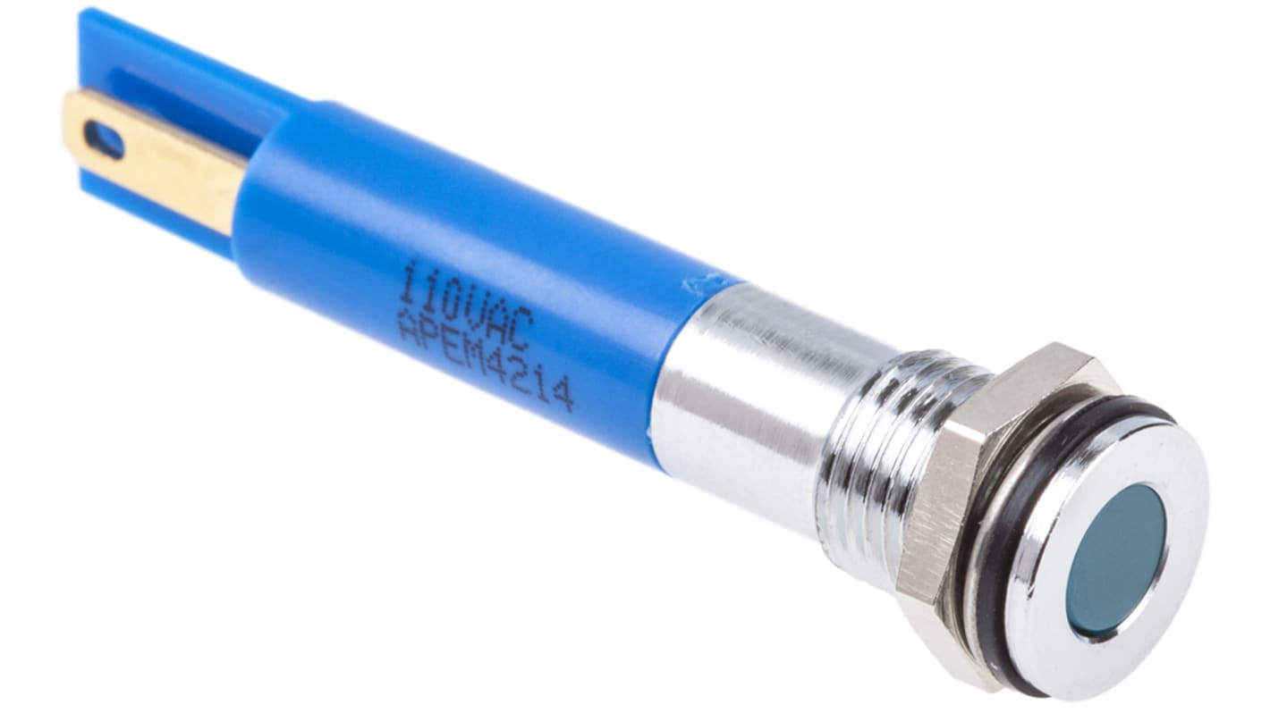 RS PRO Blue Indicator, 110V ac, 8mm Mounting Hole Size, IP67