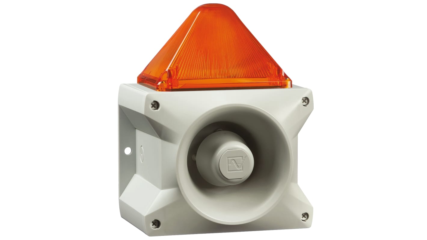 Pfannenberg PA X 10-10 Series Amber Sounder Beacon, 230 V ac, Base Mount, 110dB at 1 Metre