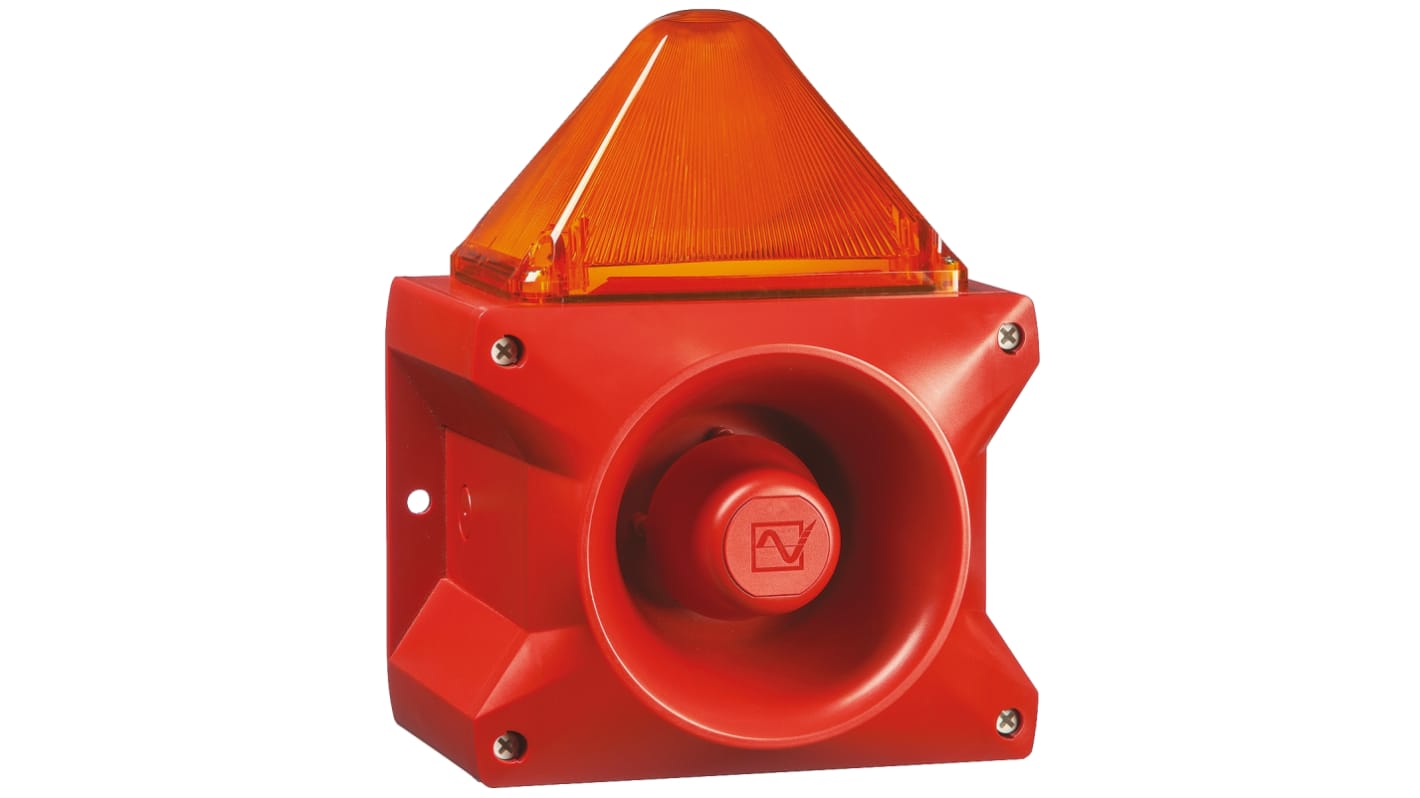 Pfannenberg PA X 10-10 Series Amber Sounder Beacon, 24 V dc, Base Mount, 110dB at 1 Metre