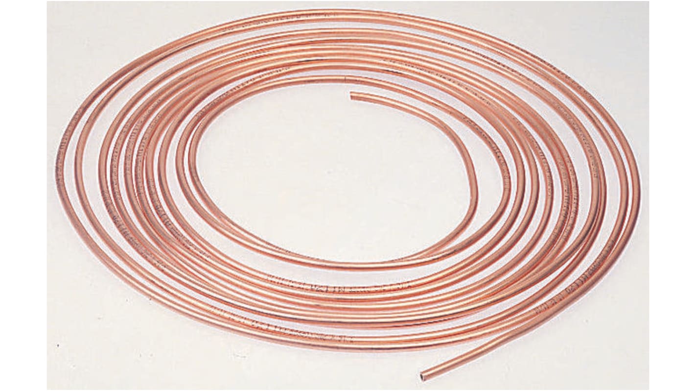 RS PRO 77 bar 10m Long Copper Pipe, 9.5mm Outer Diam. Copper