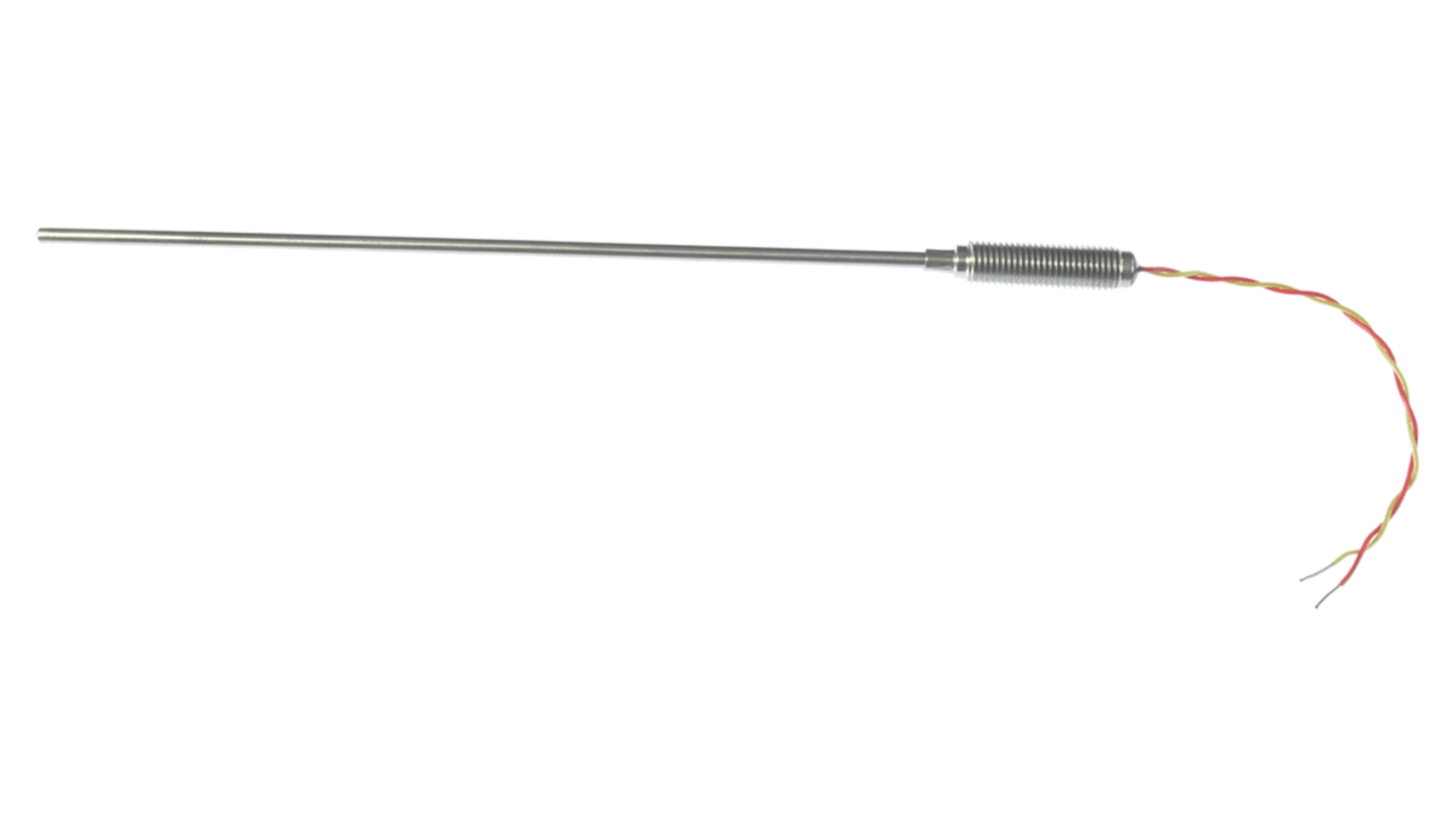 Termopar tipo K RS PRO, Ø sonda 6mm x 250mm, temp. máx +1100°C, cable de 100mm, conexión Extremo de cable pelado