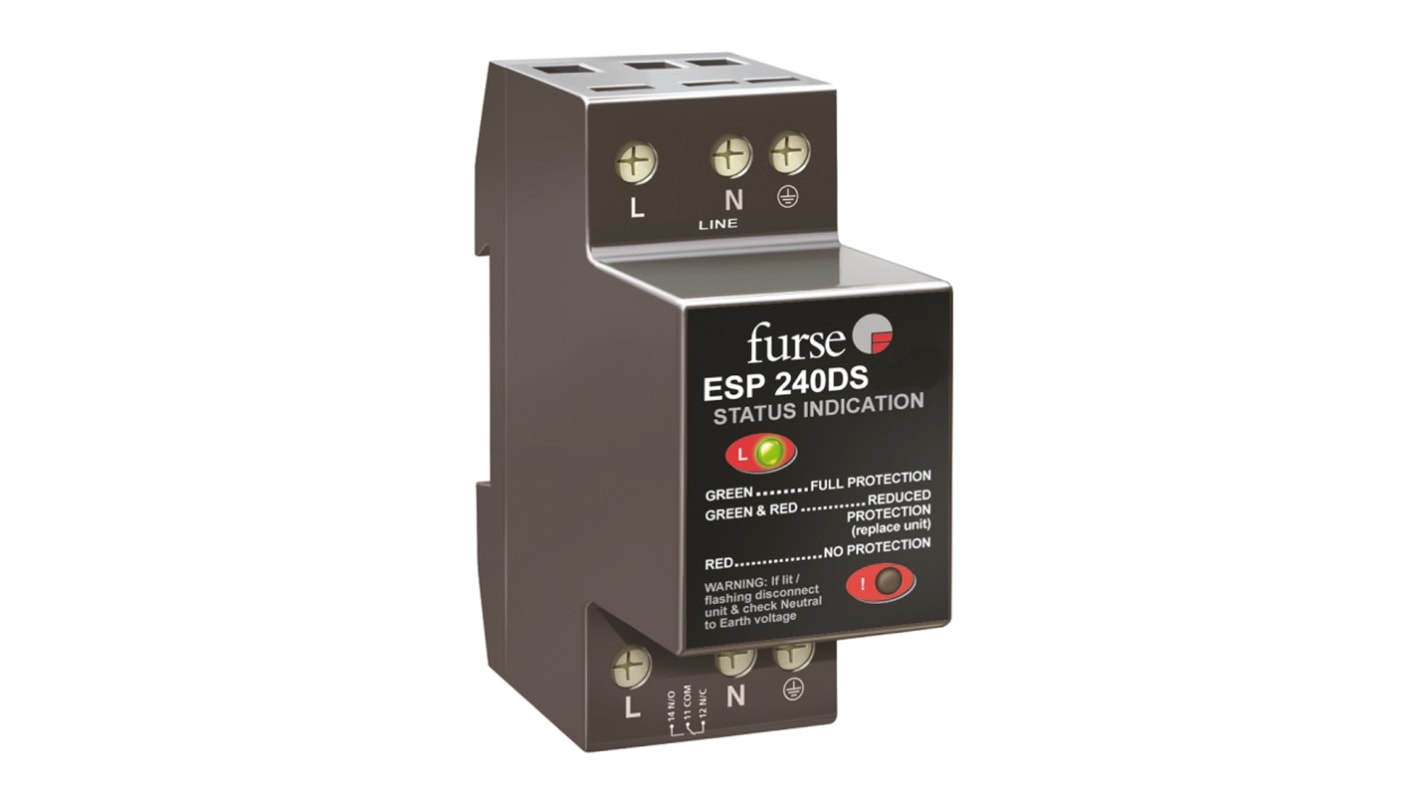 WJ Furse, DS Lightning / Surge Arrester 280 V Maximum Voltage Rating 0.032kA Maximum Surge Current Mains Protector