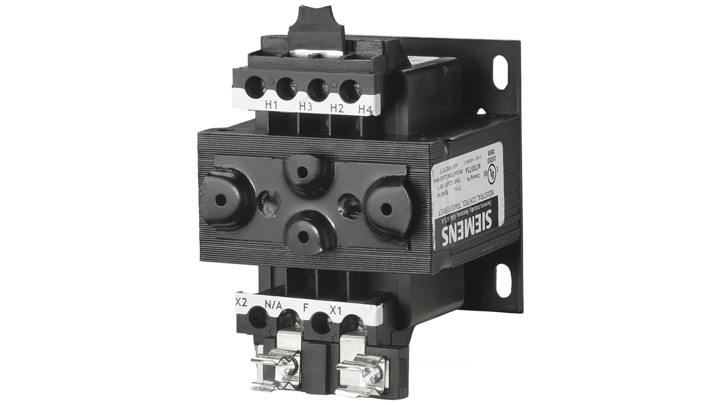 Siemens 50VA DIN Rail Transformer, 240 x 480, 230 x 460, 220 x 440V ac Primary, 120/115/110V ac Secondary