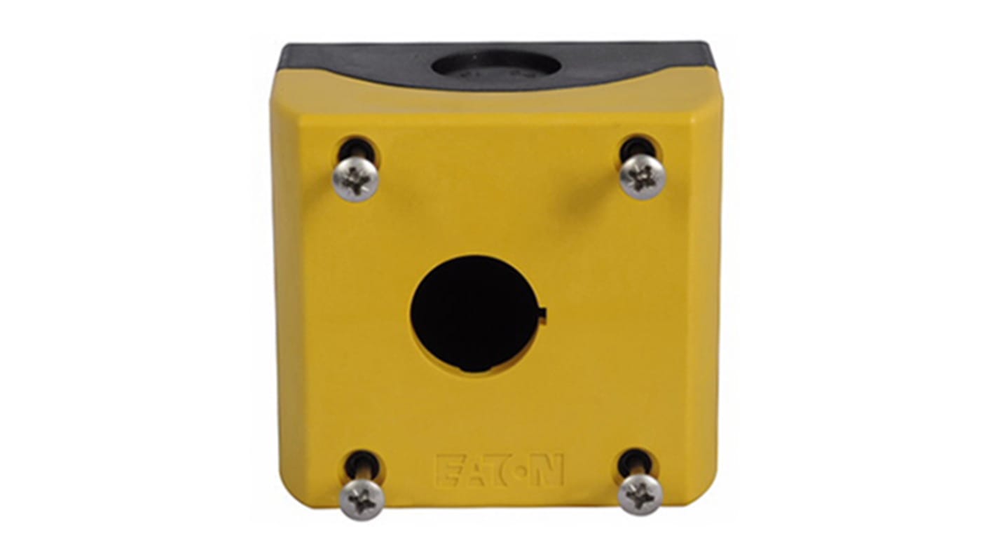 Eaton Yellow Plastic RMQ Titan M22 Push Button Enclosure - 1 Hole 22mm Diameter