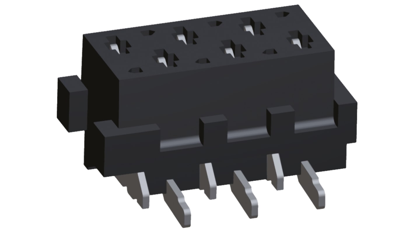 TE Connectivity Micro-MaTch Series Straight Surface Mount PCB Socket, 6-Contact, 2-Row, 1.27mm Pitch, Solder Termination