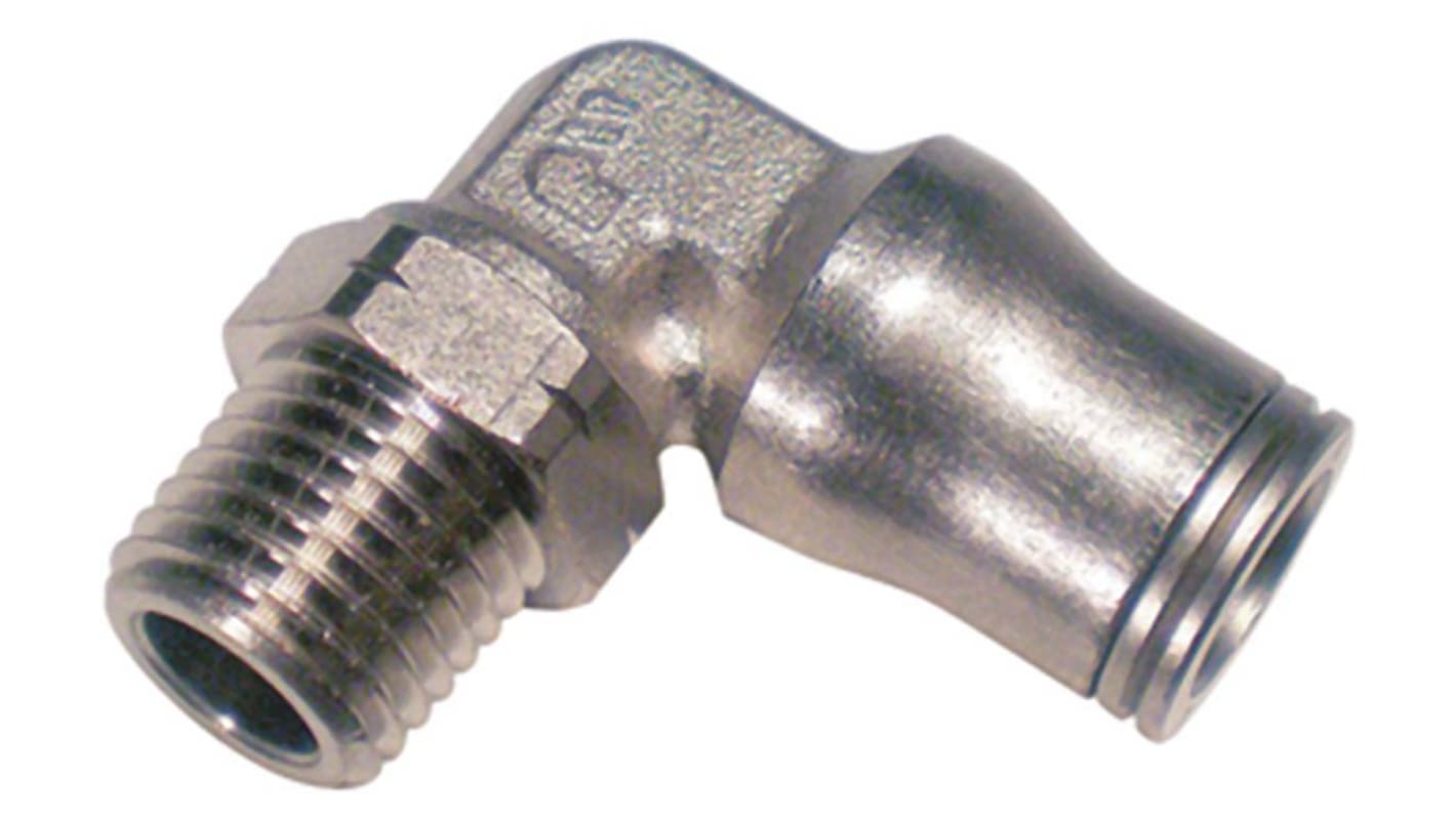 Legris LF3600 Series Elbow Threaded Adaptor, R 1/4 Male to Push In 4 mm, Threaded-to-Tube Connection Style