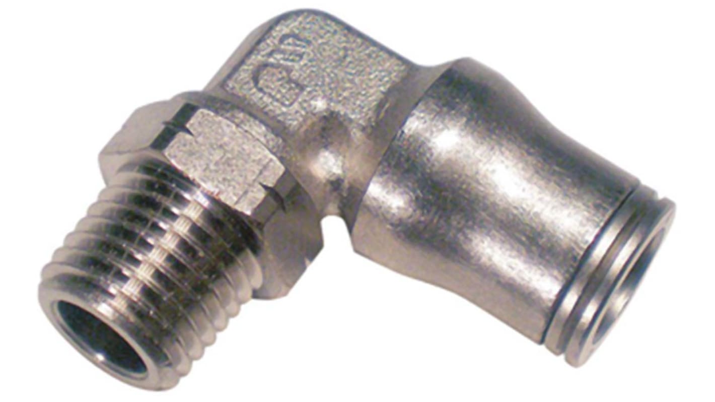 Legris LF3600 Series Elbow Threaded Adaptor, R 1/4 Male to Push In 6 mm, Threaded-to-Tube Connection Style