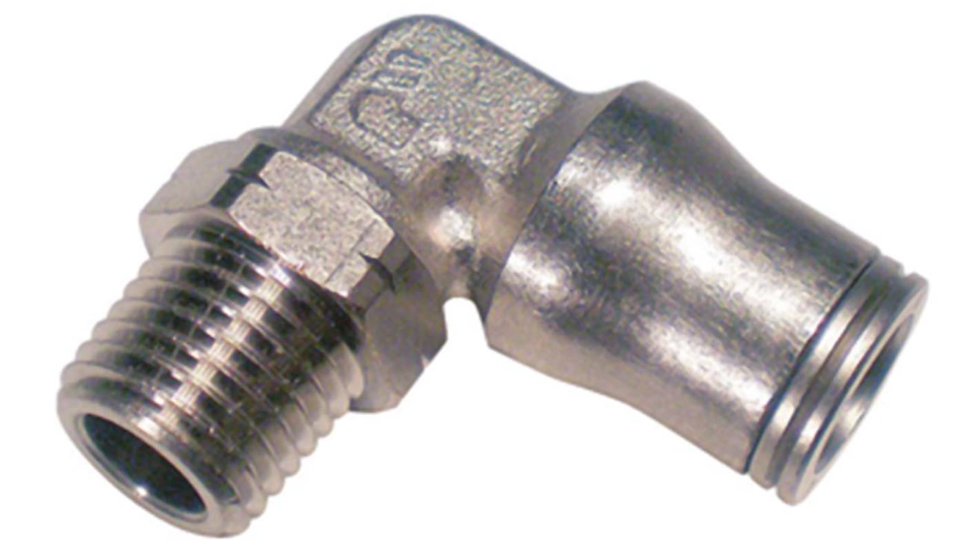 Legris LF3600 Series Elbow Threaded Adaptor, R 3/8 Male to Push In 10 mm, Threaded-to-Tube Connection Style