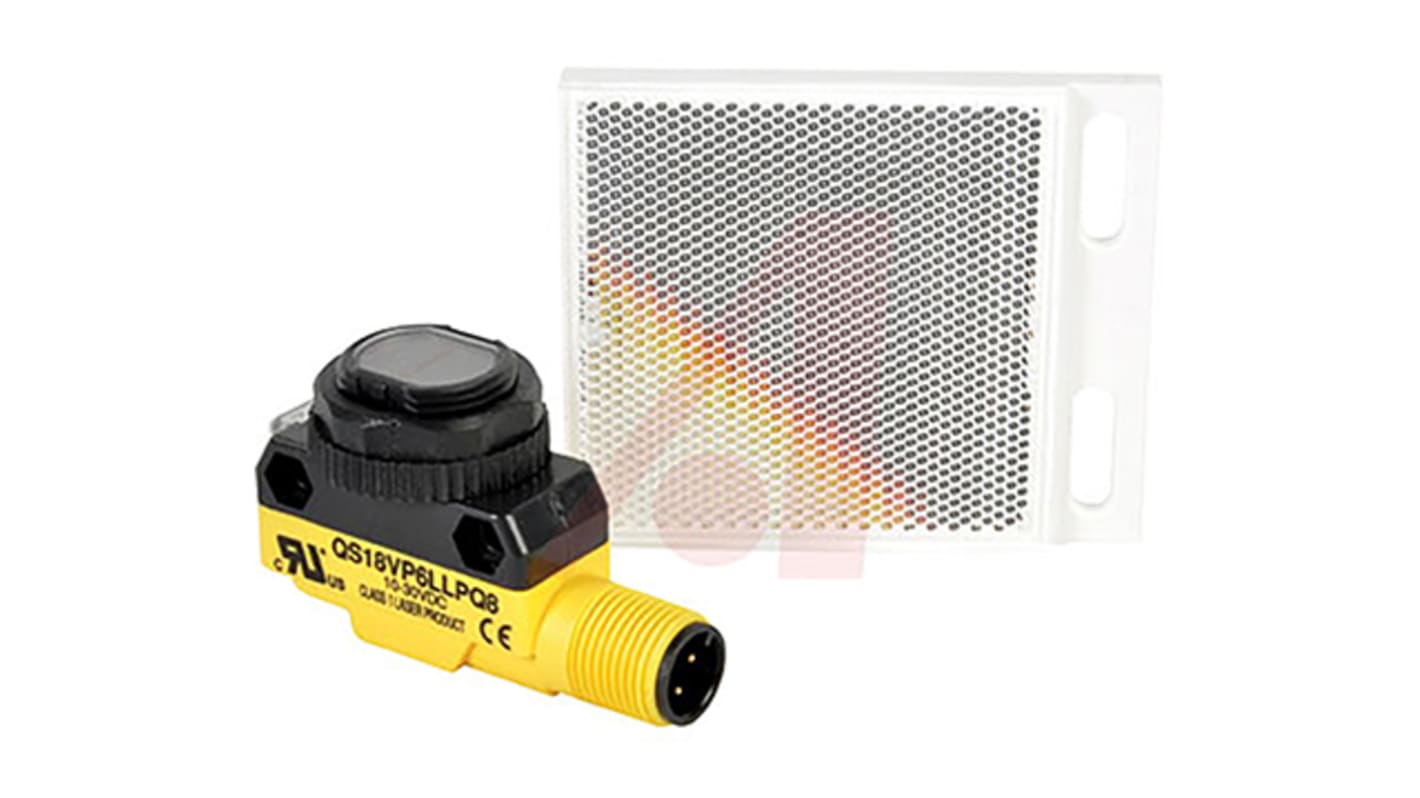 Rs-Online Sensore fotoelettrico Cilindrico Banner a retroriflessione rilevamento 100 mm → 10 m. uscita PNP