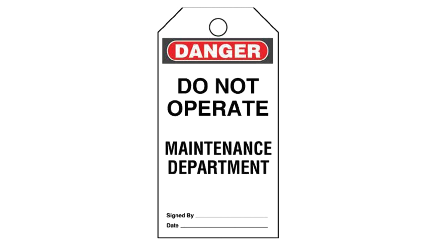 5 x 'Do Not Operate Maintenance Department' Lockout Tag