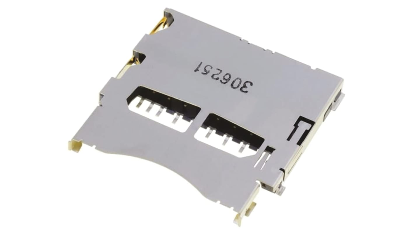 Molex, 503500 9 Way Right Angle Push/Push SD Card Memory Card Connector With Push In Termination