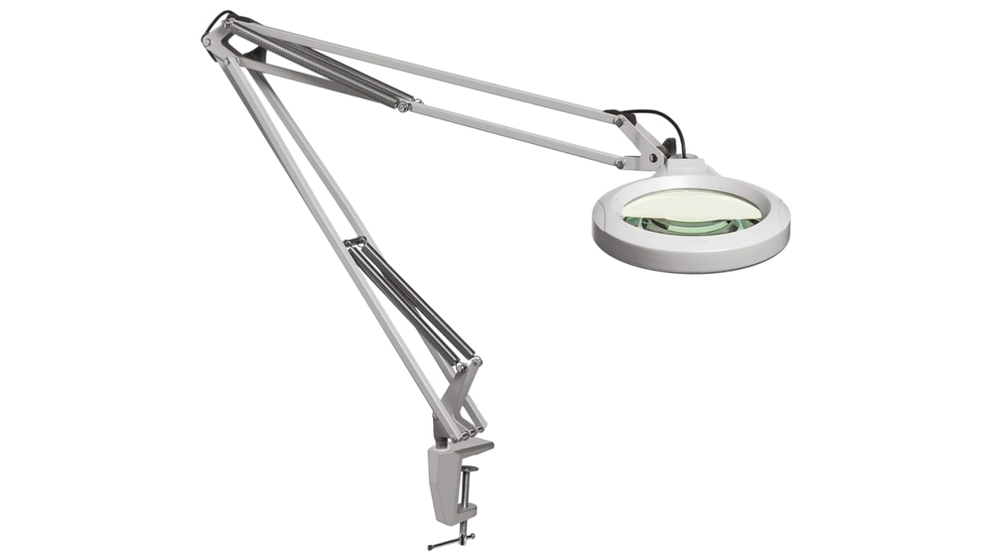 Luxo LFM LED Bench Magnifier with Table Clamp, 5dioptre, 127mm Lens Dia., 127mm Lens