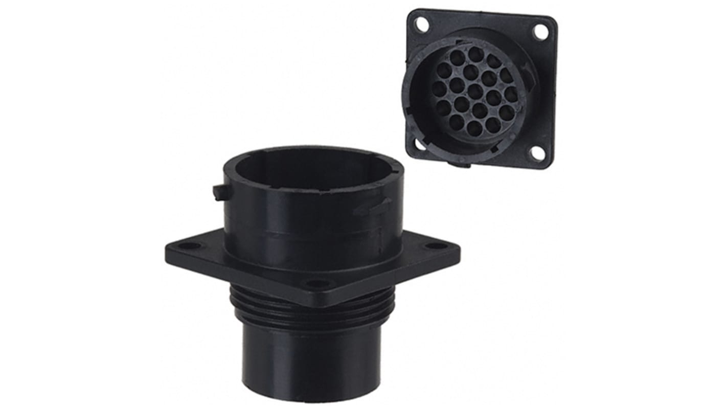 Souriau, UTP 19 Way Wall Mount MIL Spec Circular Connector ReceptacleBlack, Pin Contacts,Shell Size 16, Bayonet