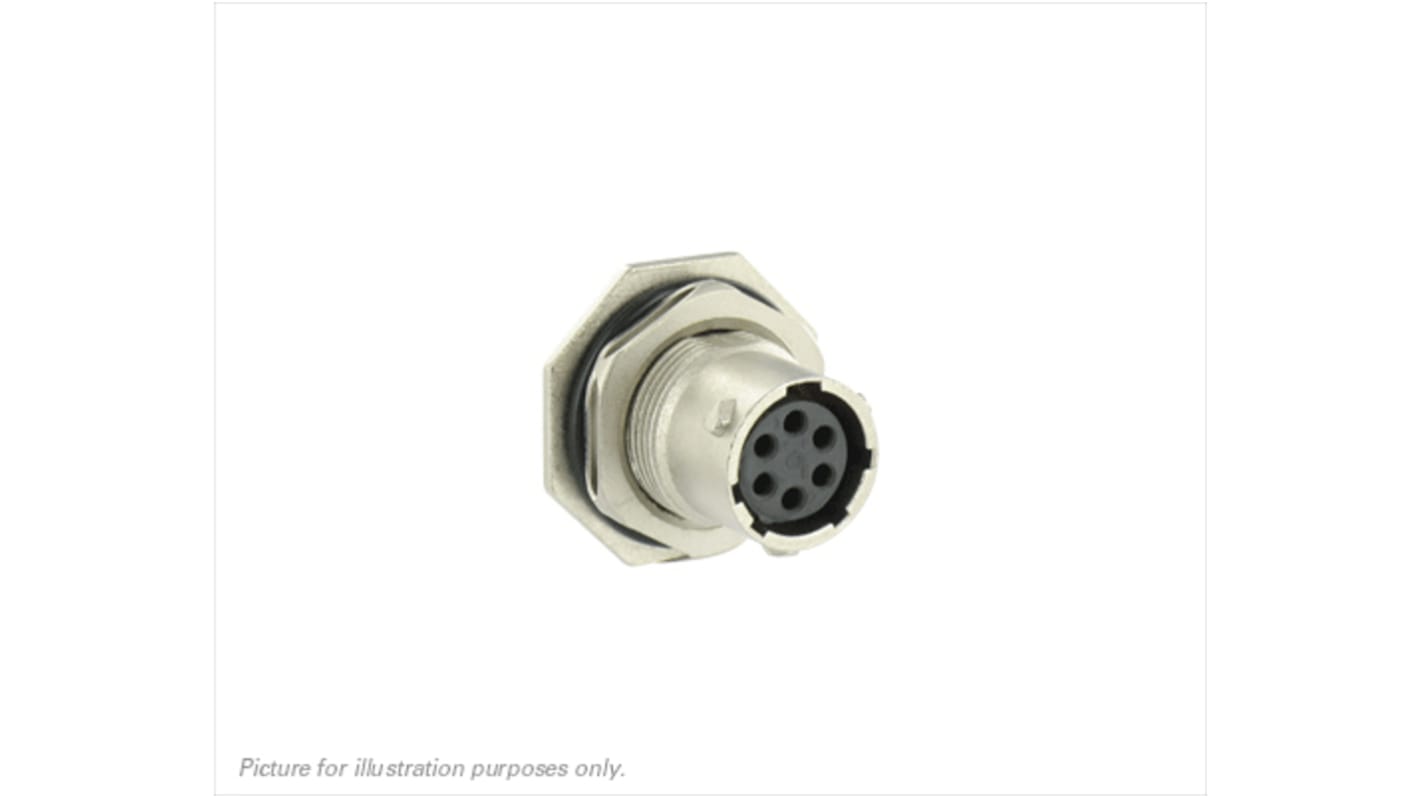 Souriau Connector, 6 Contacts, Panel Mount, Plug, Female, IP67, IP68, IP69K, UT0W Series
