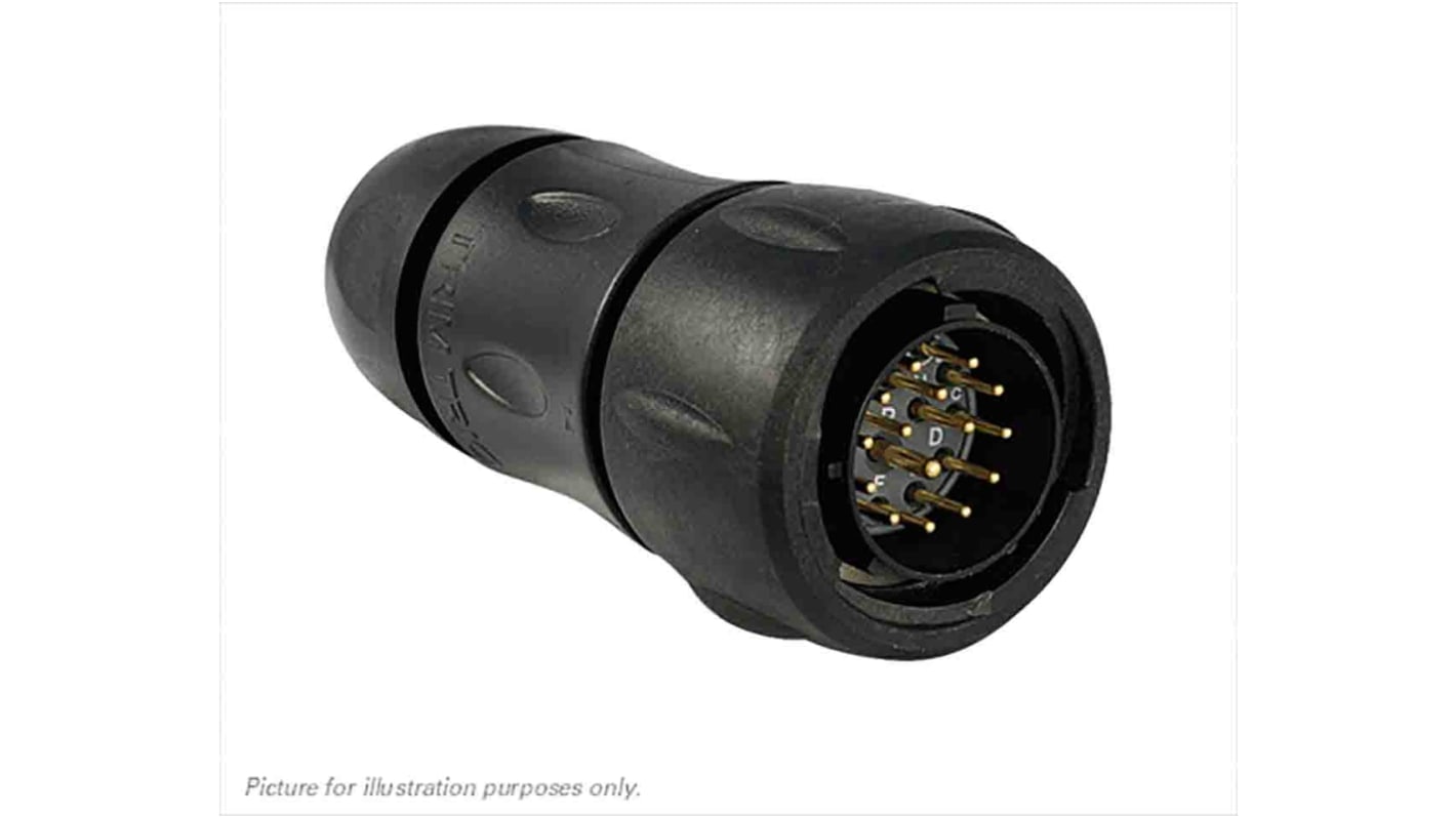 Souriau, UTS 15 Way Cable Mount MIL Spec Circular Connector Plug, Pin Contacts,Shell Size 14, Bayonet, MIL-DTL-26482