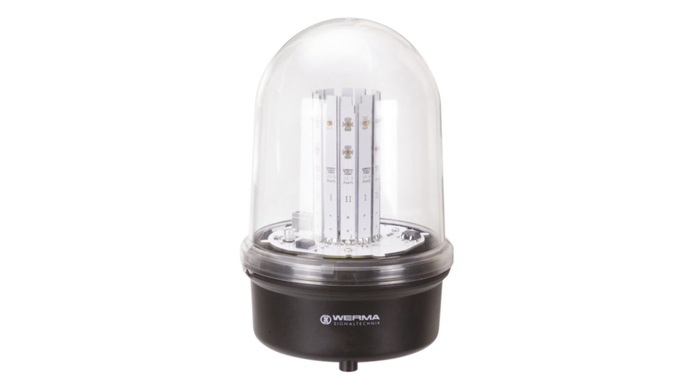 Werma BM 280 Series Red Steady Beacon, 24 V dc, Base Mount, LED Bulb, IP65