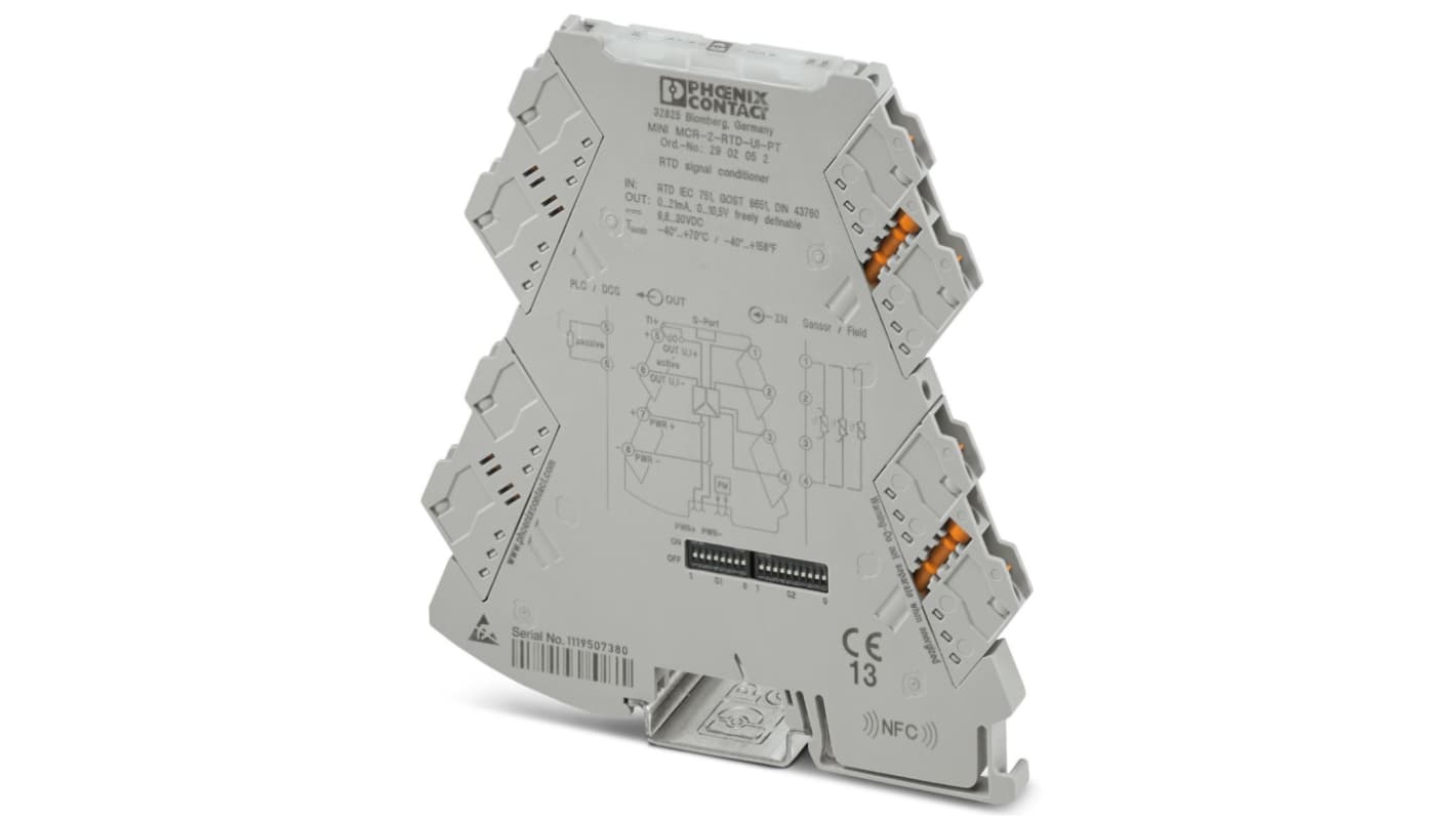 Phoenix Contact MINI MCR Series Signal Conditioner, RTD Input, Current, Voltage Output, 9.6 → 30V dc Supply