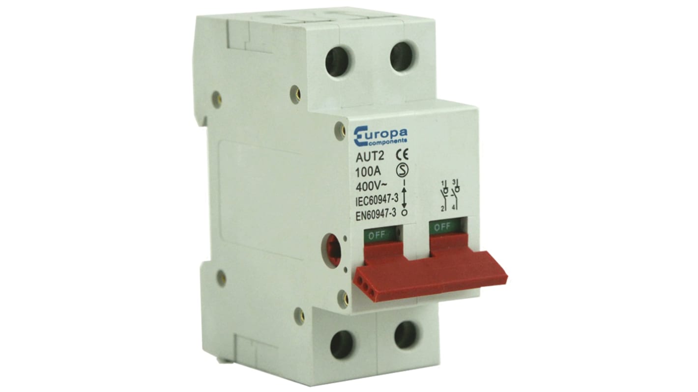 Interrupteur-sectionneur Europa, 2P, 100A, 230 → 400V c.a.