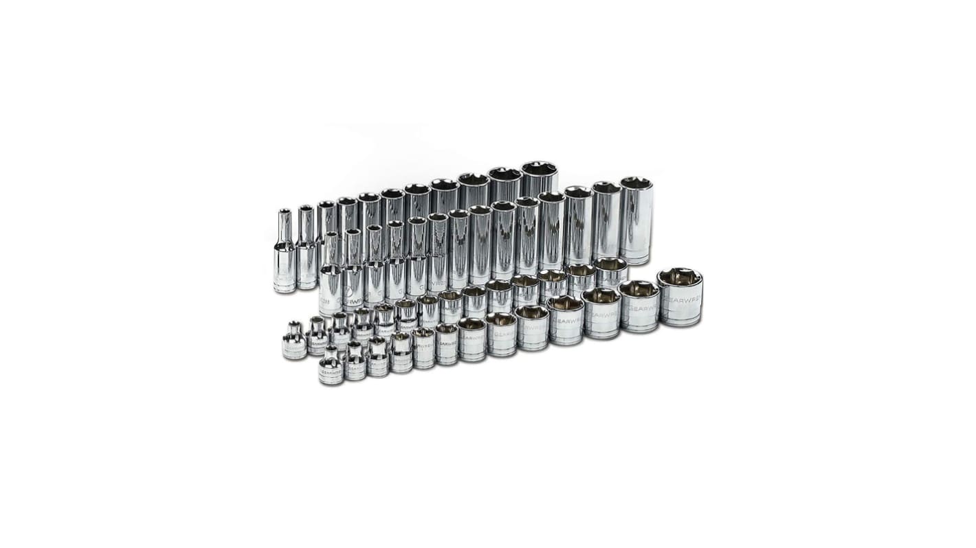 GearWrench 56-Piece Imperial, Metric 3/8 in Deep Socket/Standard Socket Set with Ratchet, 6 point