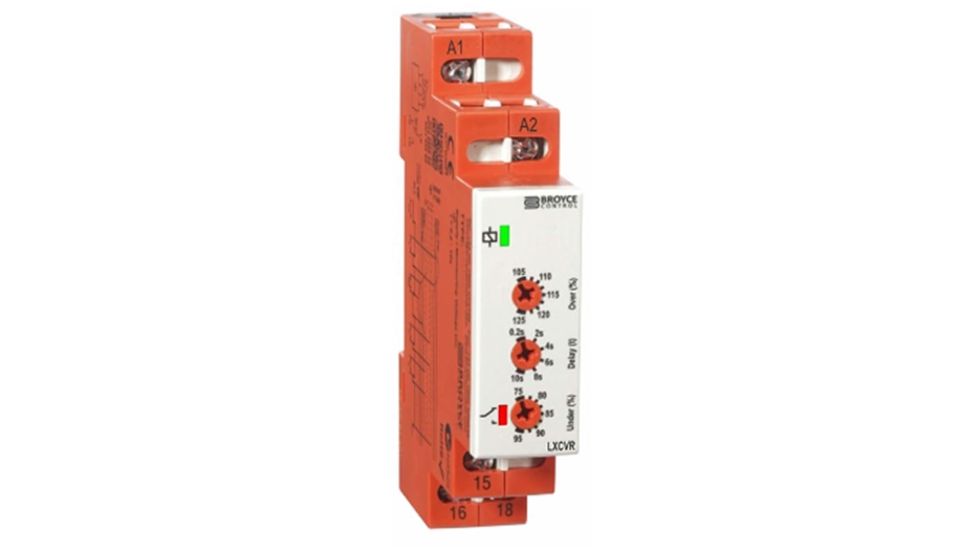 Broyce Control Phase, Voltage Monitoring Relay, 1 Phase, SPDT, DIN Rail