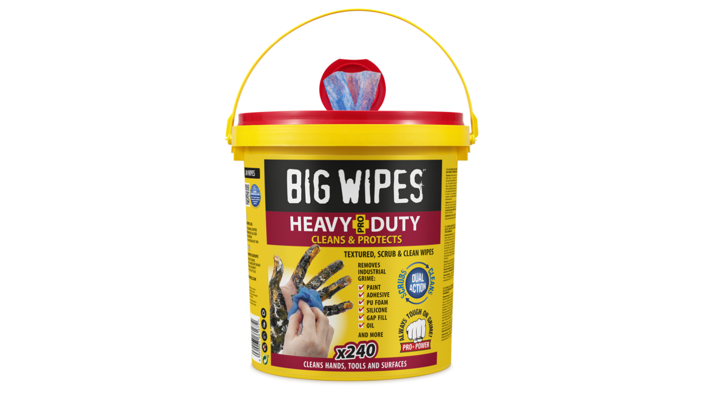 Big Wipes HEAVY DUTY PRO+ Desinfektionsmittel-Reinigungstücher, Blau, 200 x 300mm, 240 Tücher pro Packung