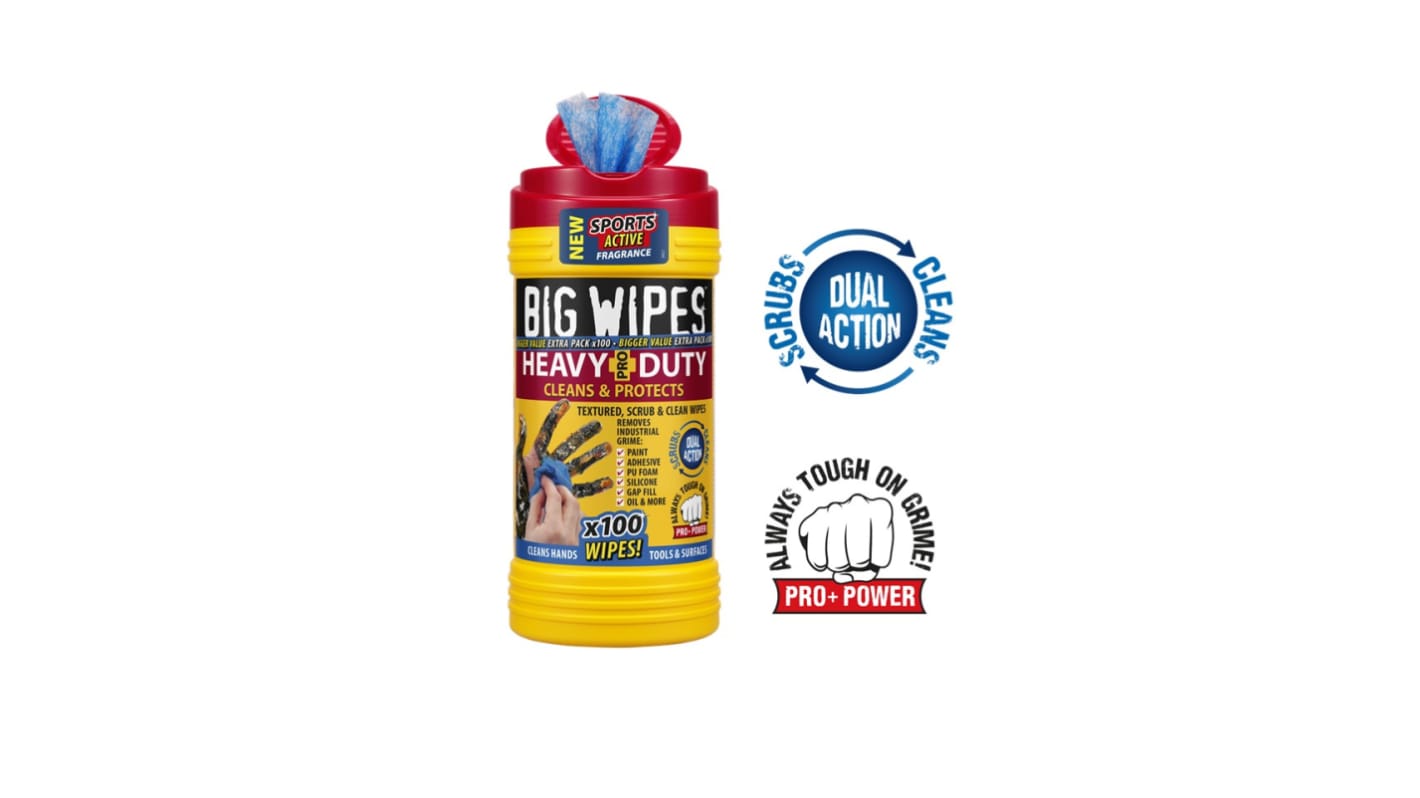 Big Wipes HEAVY DUTY PRO+ Wet Disinfectant Wipes, Dispenser Box of 80
