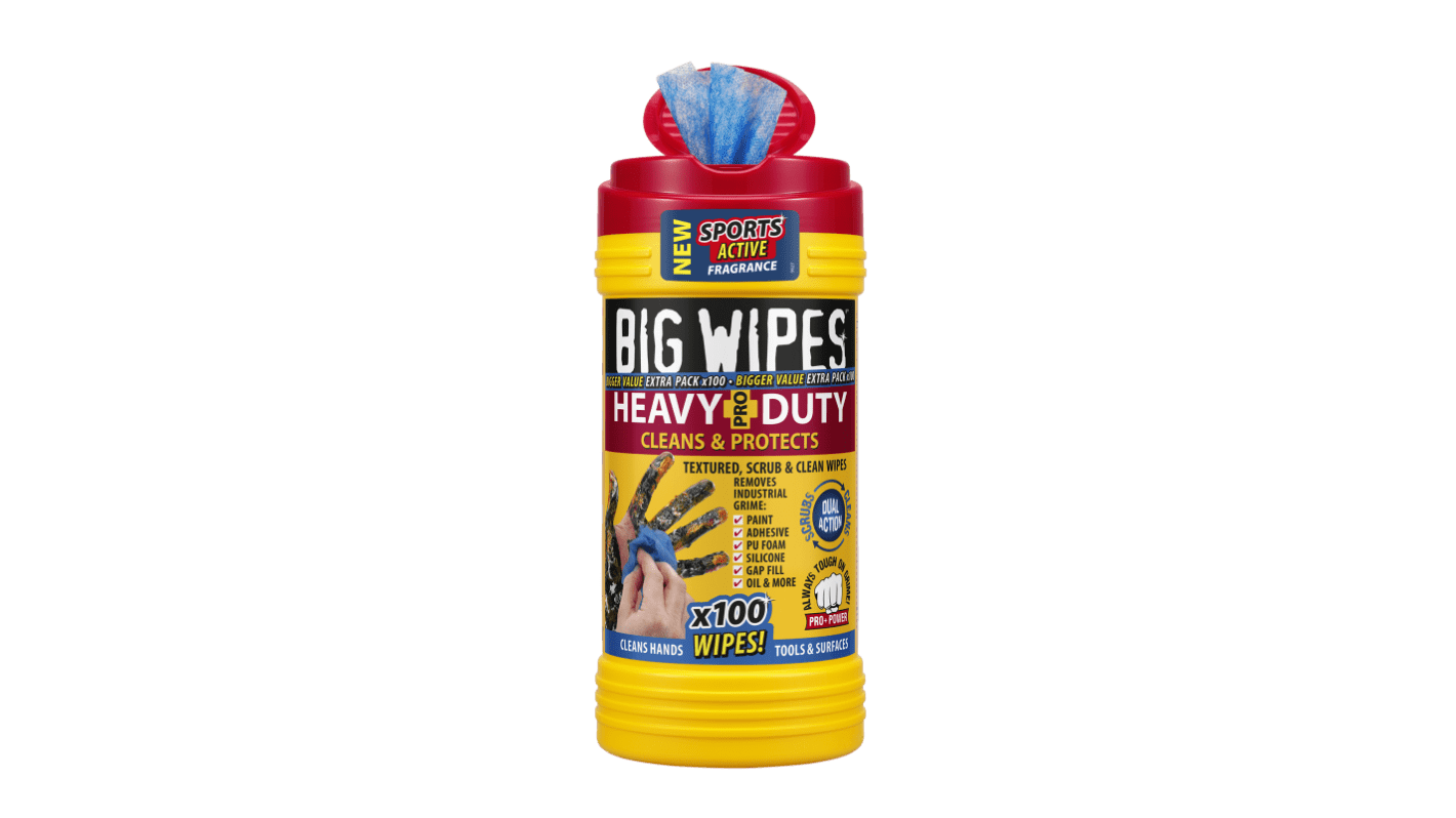 Big Wipes HEAVY DUTY PRO+ Wet Disinfectant Wipes, Dispenser Box of 80