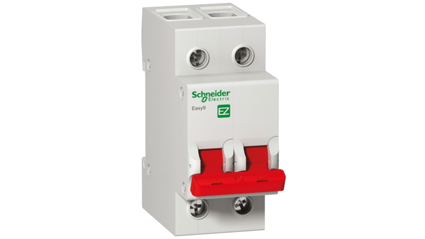 Schneider Electric 2P Pole DIN Rail Isolator Switch - 100A Maximum Current, IP20