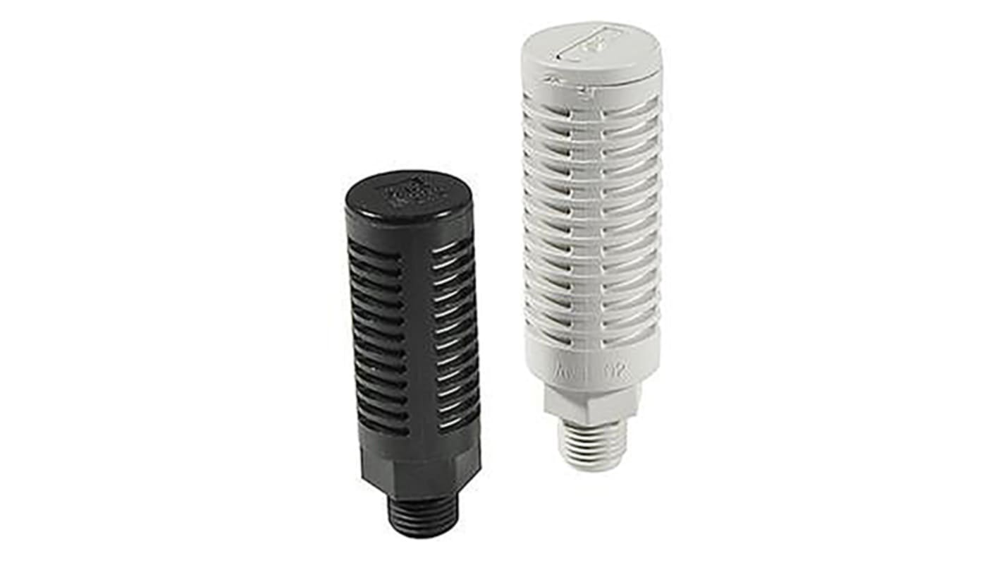 SMC PVF消音器, R 1/4 外螺纹接口, 最大输入1Mpa, +5°C至+60°C, AN系列
