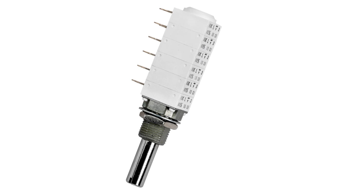 Vishay P11S 10kΩ Rotary Potentiometer 1-Gang Bushing Mount, P11S1FAGJSX10103KA