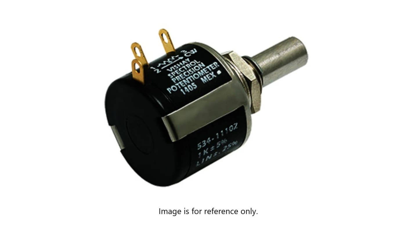 Vishay 534 5kΩ Rotary Potentiometer 10-Turns 1-Gang Bushing Mount, 534-1-1-502