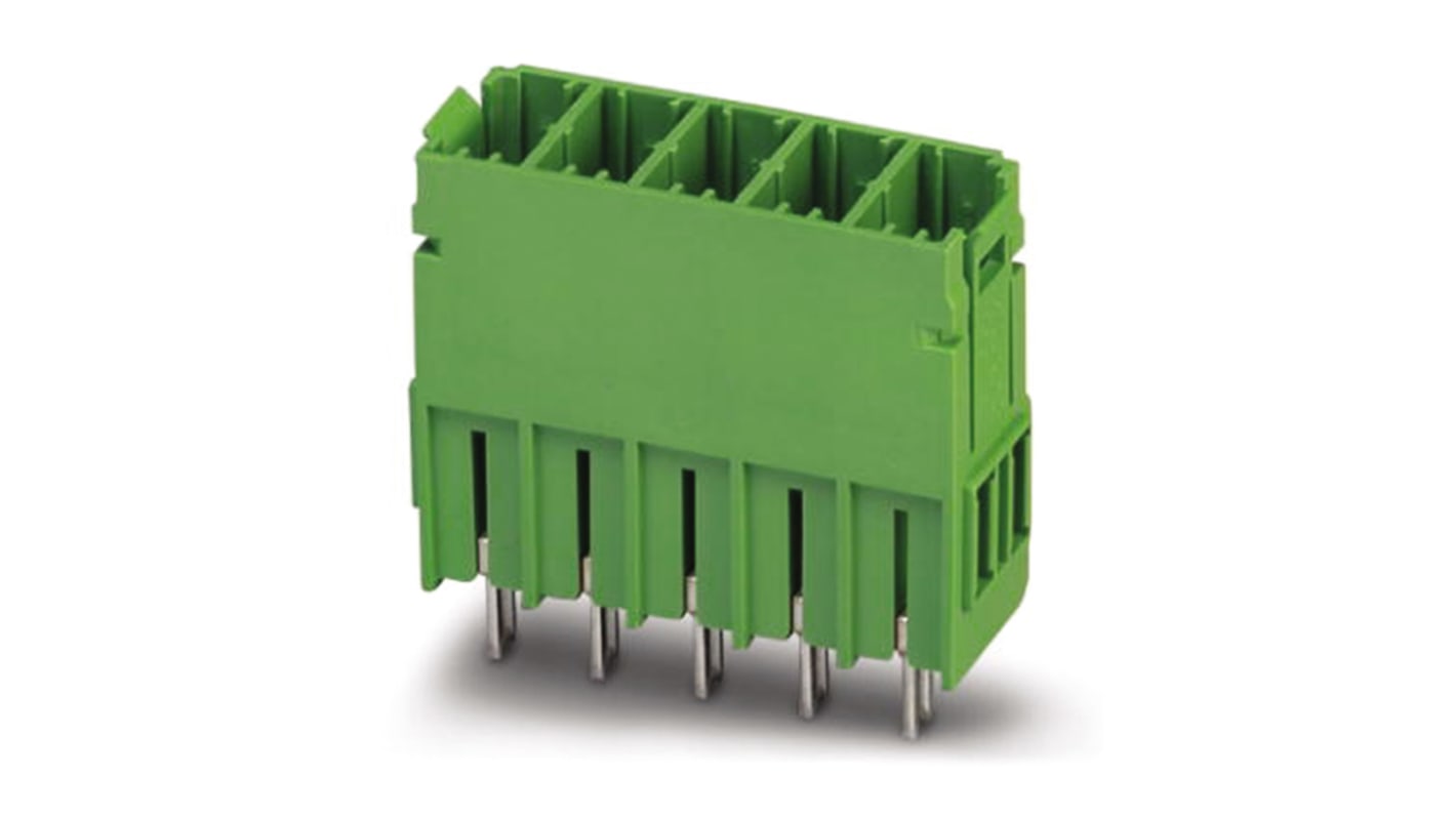 Phoenix Contact, 7.62mm Pitch, PCV 5/ 4-G-7.62, 4 Way, Pluggable Terminal Block, Header, Solder Termination, 1720592