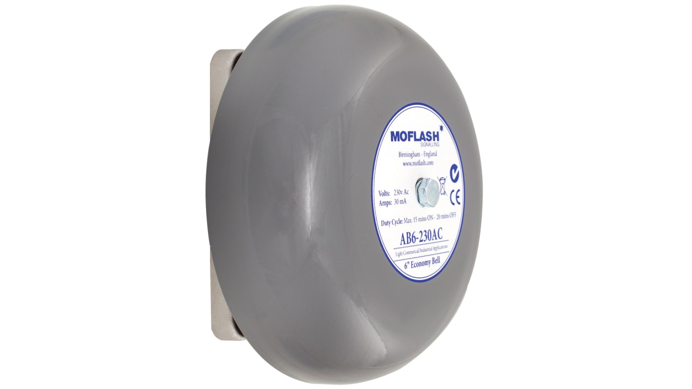 Moflash AB6 Series Wall Mount Siren, 115 V ac, 100dB at 1 m, IP44, AC, Single-Tone