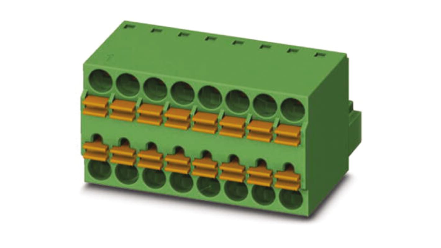 Borne enchufable para PCB Hembra Phoenix Contact de 6 vías, paso 3.5mm, 8A, de color Verde, montaje de cable,