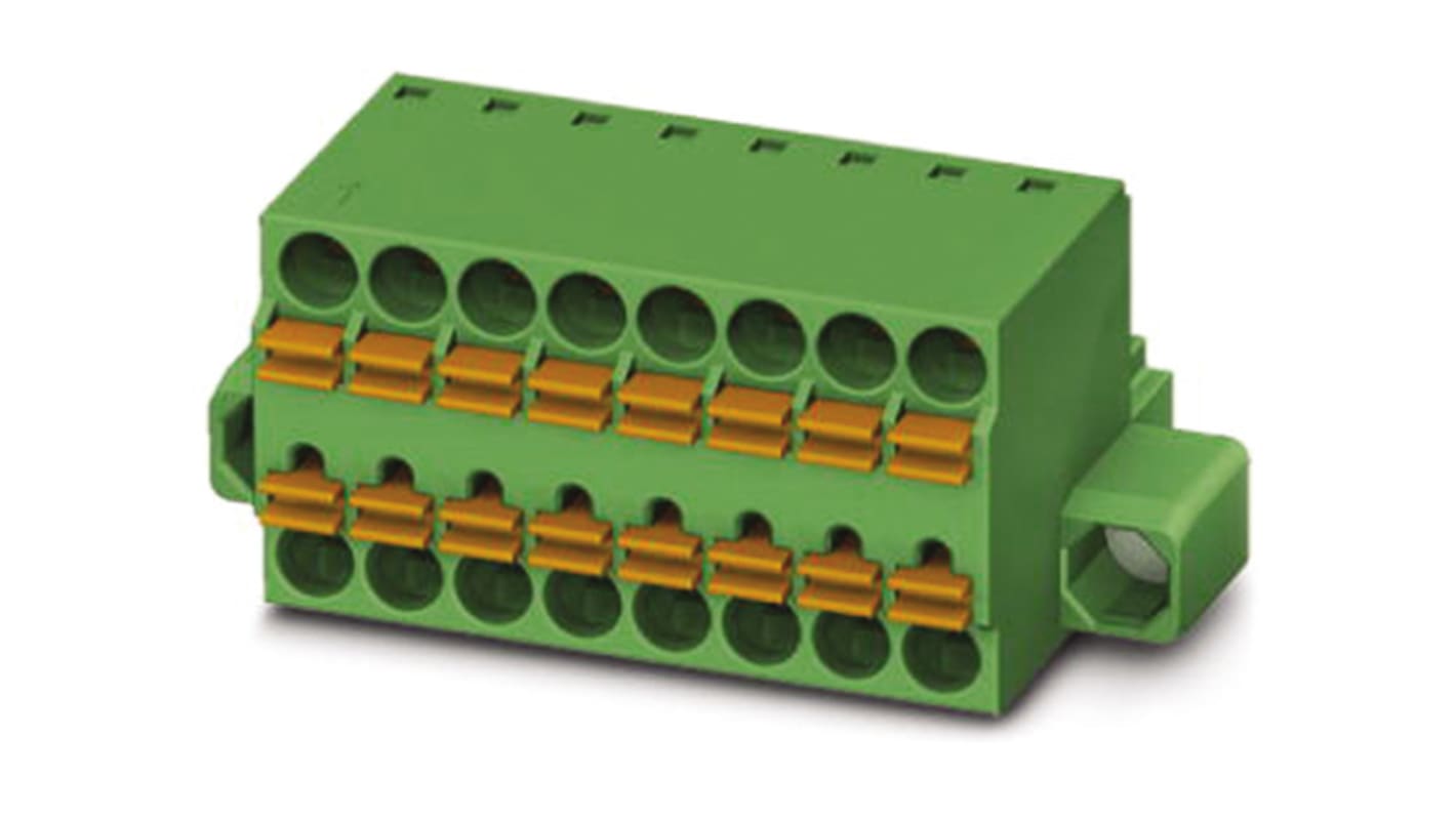 Phoenix Contact, 3.5mm Pitch, TFMC 1.5/ 6-STF-3.5, 6 Way, Pluggable Terminal Block, Plug, Cable Mount, Spring Cage
