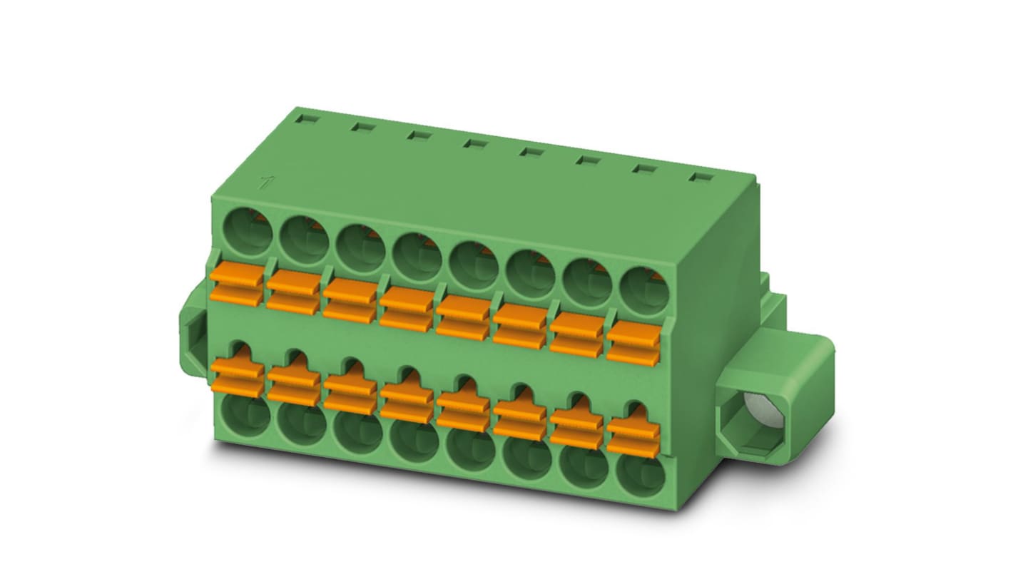 Phoenix Contact, 3.5mm Pitch, TFMC 1.5/ 4-STF-3.5, 4 Way, Pluggable Terminal Block, Plug, Cable Mount, Spring Cage