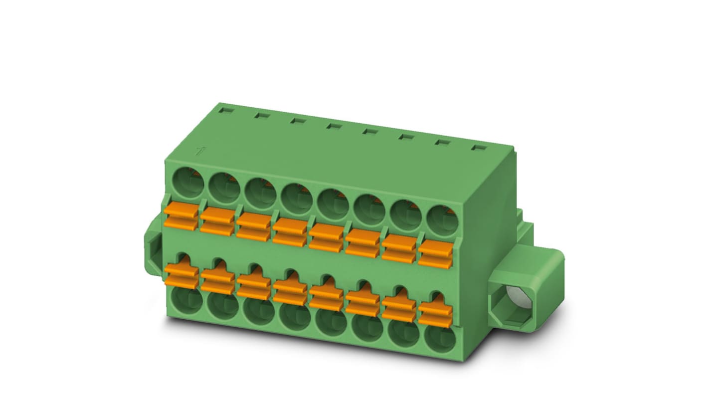 Borne enchufable para PCB Hembra Phoenix Contact de 9 vías, paso 3.5mm, 8A, de color Verde, montaje de cable,