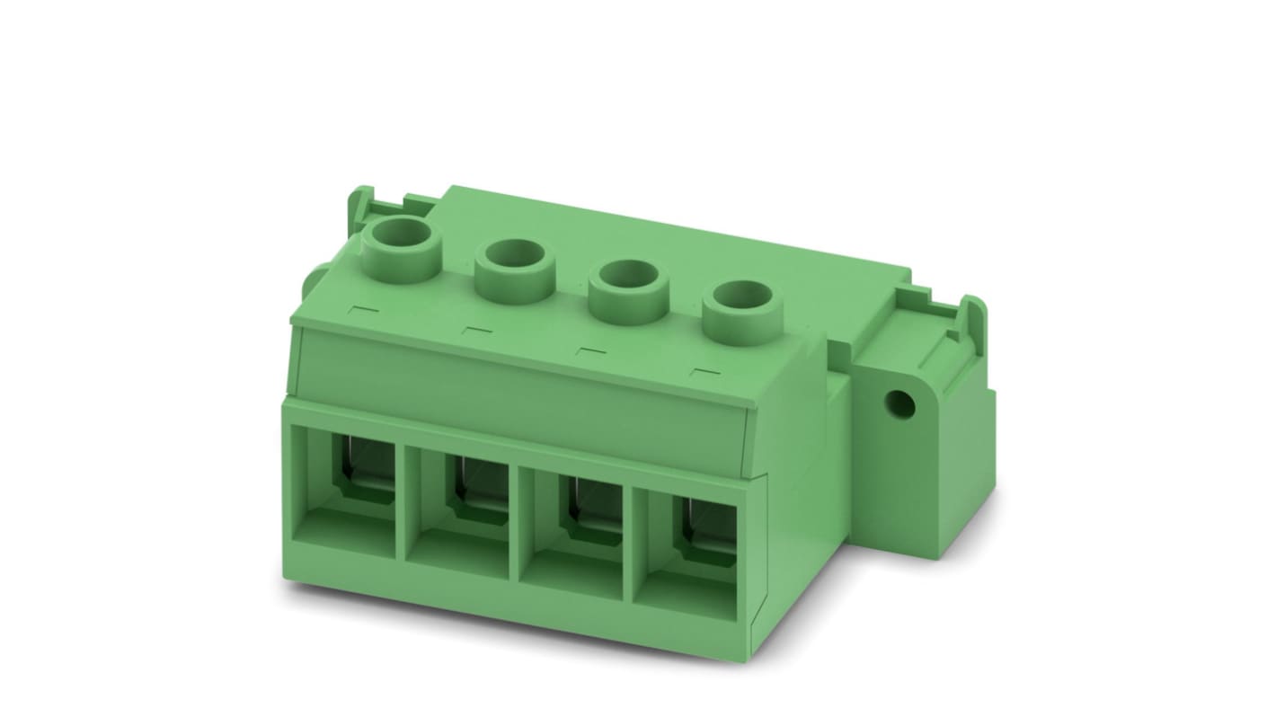 Phoenix Contact 15mm Pitch 4 Way Pluggable Terminal Block, Inverted Plug, Cable Mount, Screw Termination