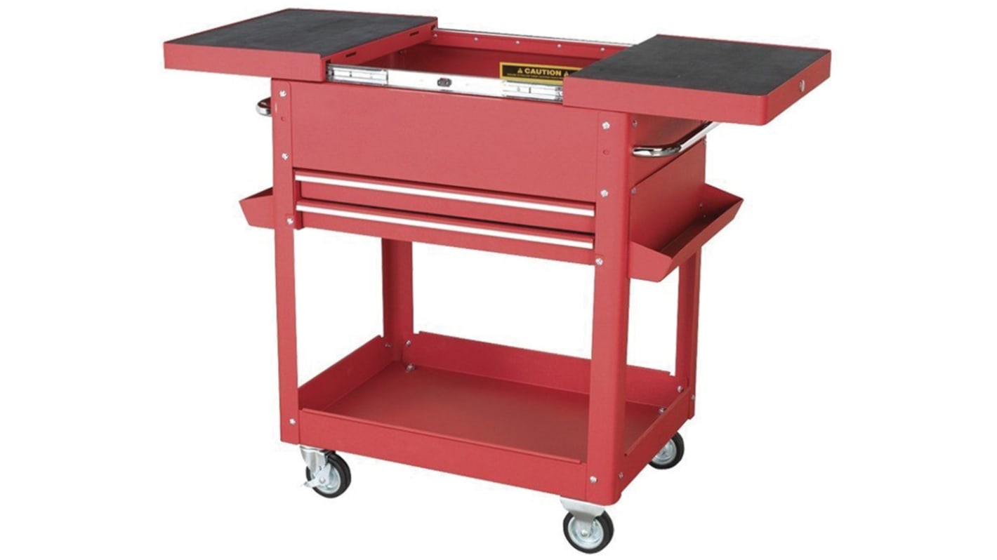 RS PRO 2 Shelf Steel Trolley Workshop Tool Trolley, 920 x 535 x 950mm, 150kg Load