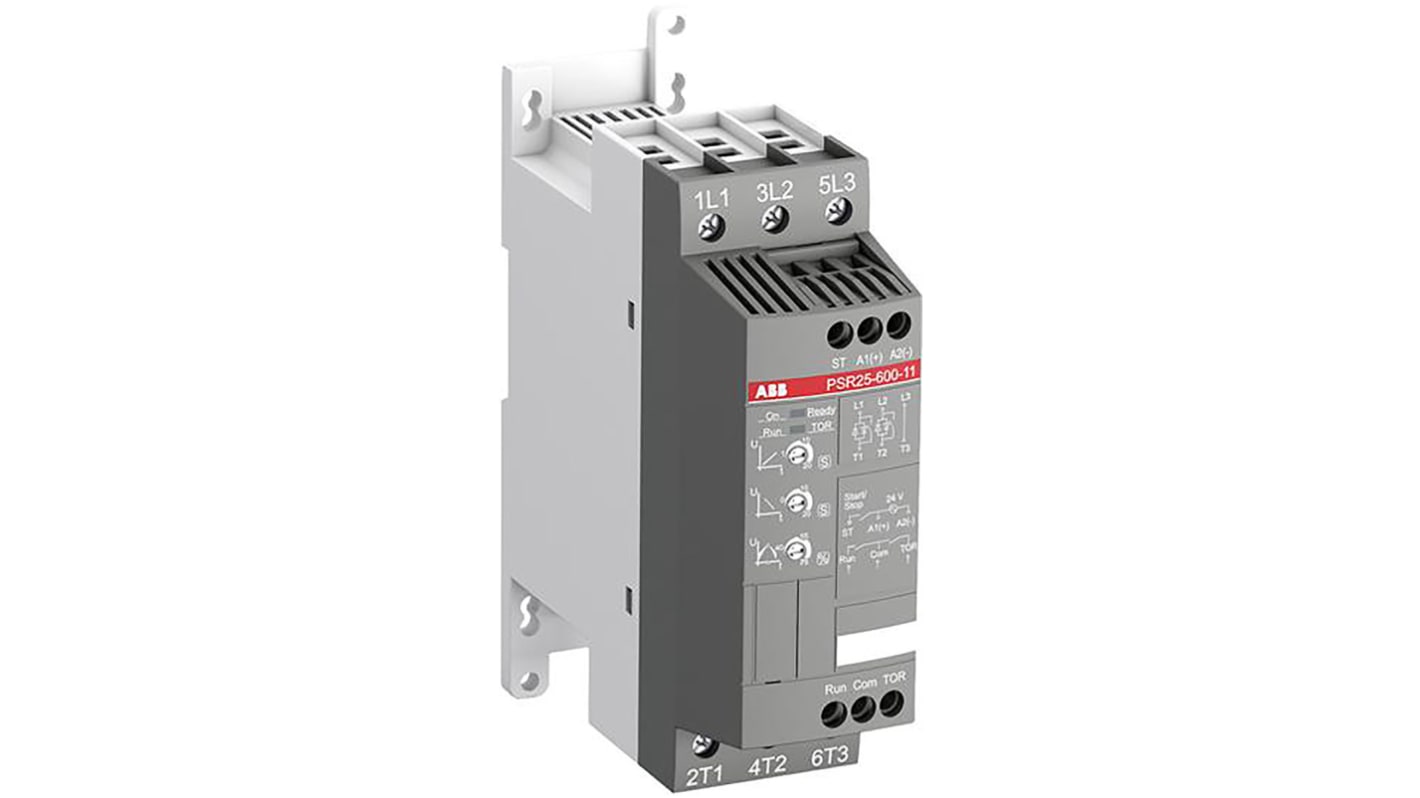 Arrancador suave ABB PSR, 25 A, 208 → 600 V ac, 11 kW, trifásico, IP20