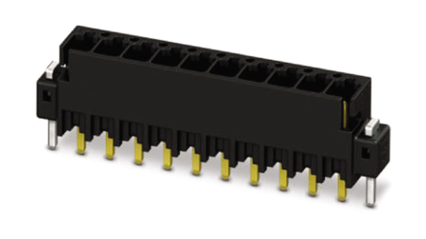 Phoenix Contact, 2.54mm Pitch, MCV 0.5/ 3-G-2.54 P20 THR R24, 3 Way, Pluggable Terminal Block, Header, Solder