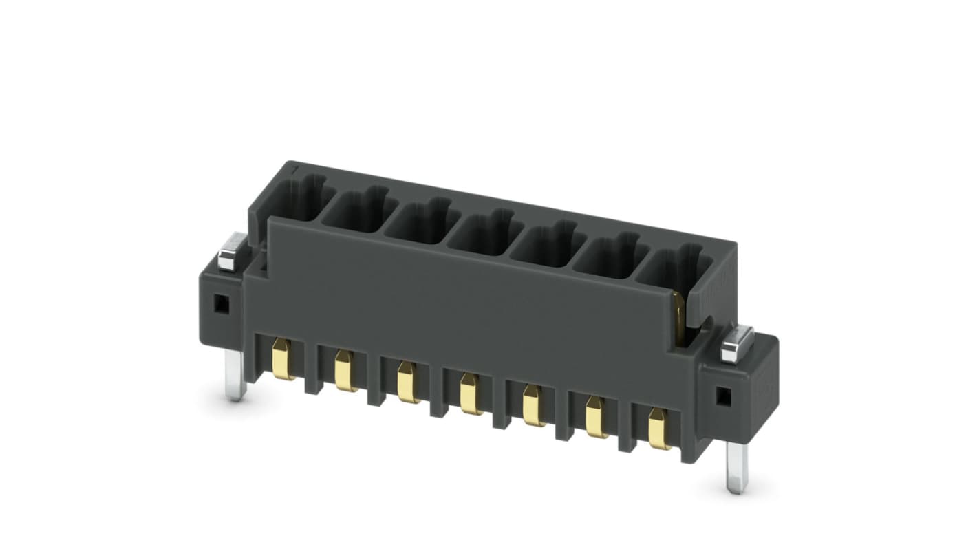 Phoenix Contact 7p插拔式接线端子 排针, 2.54mm间距, 160.0 v, 焊接端接, MCV 0.5/ 7-G-2.54 SMD R44系列