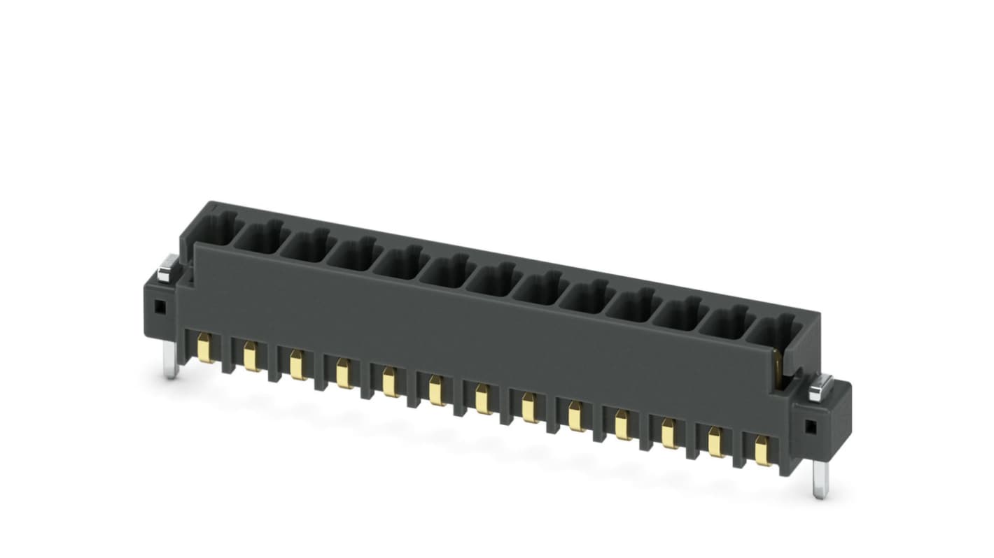 Phoenix Contact, 2.54mm Pitch, MCV 0.5/13-G-2.54 SMD R56, 13 Way, Pluggable Terminal Block, Header, Solder Termination,