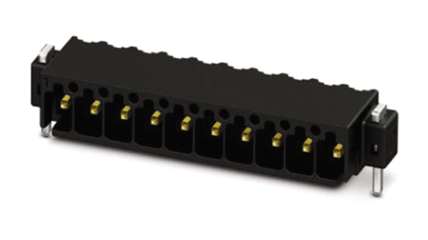Phoenix Contact, 2.54mm Pitch, MC 0.5/ 9-G-2.54 SMD R44, 9 Way, Right Angle, Pluggable Terminal Block, Header, Surface